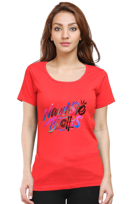 Premium quality Printed  Namaste Women T-Shirt -Red