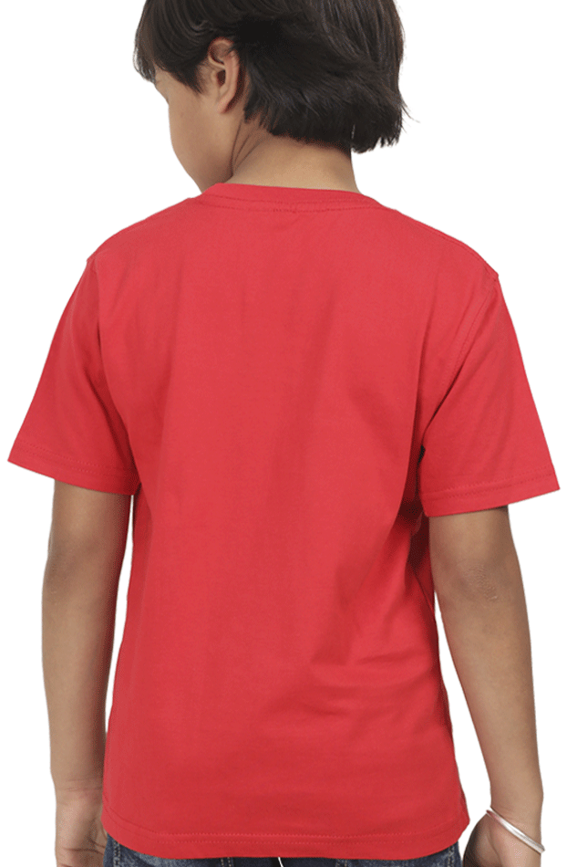 Boy's Chin Tapak Dum Dum art pattern regular fit with a red variant T-Shirt