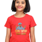 Girl's Chin Tapak Dum Dum art pattern regular fit with a red variant T-Shirt