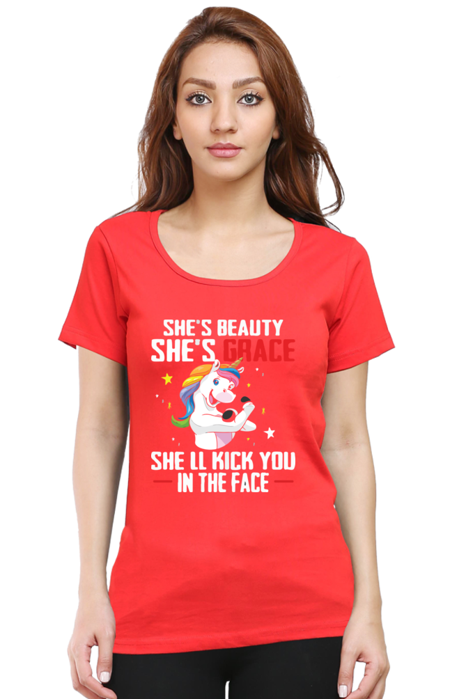 Printed premium quality digital art beauty and grace deep color Women T-Shirt