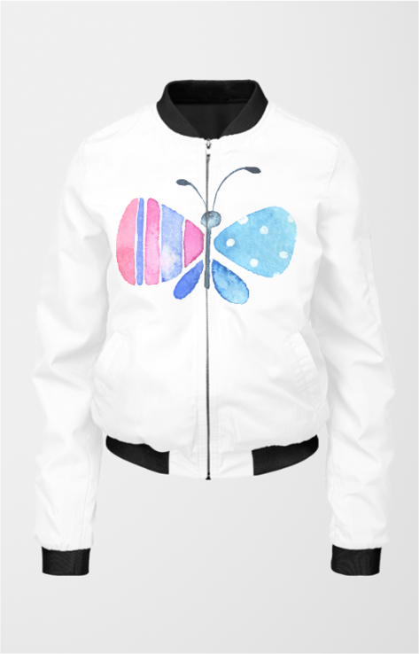 Women premium quality butterfly printed Bomber Jacket