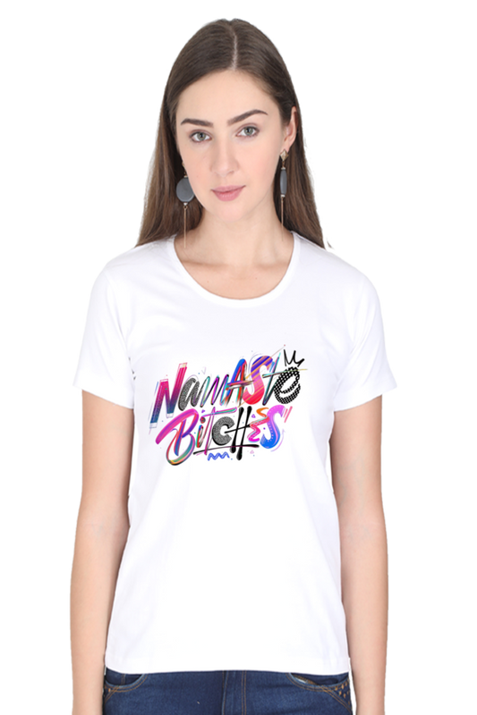 Printed premium quality Namaste Women T-Shirt -Light