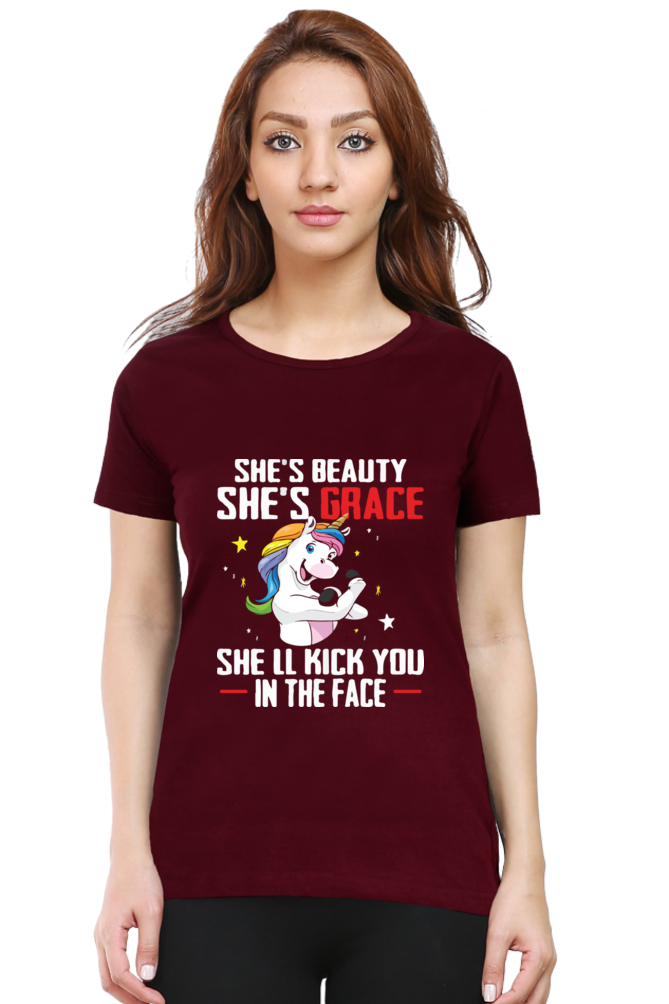 Printed premium quality digital art beauty and grace deep color Women T-Shirt