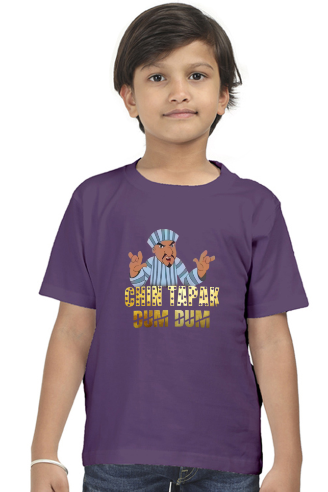 Boy's Chin Tapak Dum Dum art pattern regular fit with a red variant T-Shirt