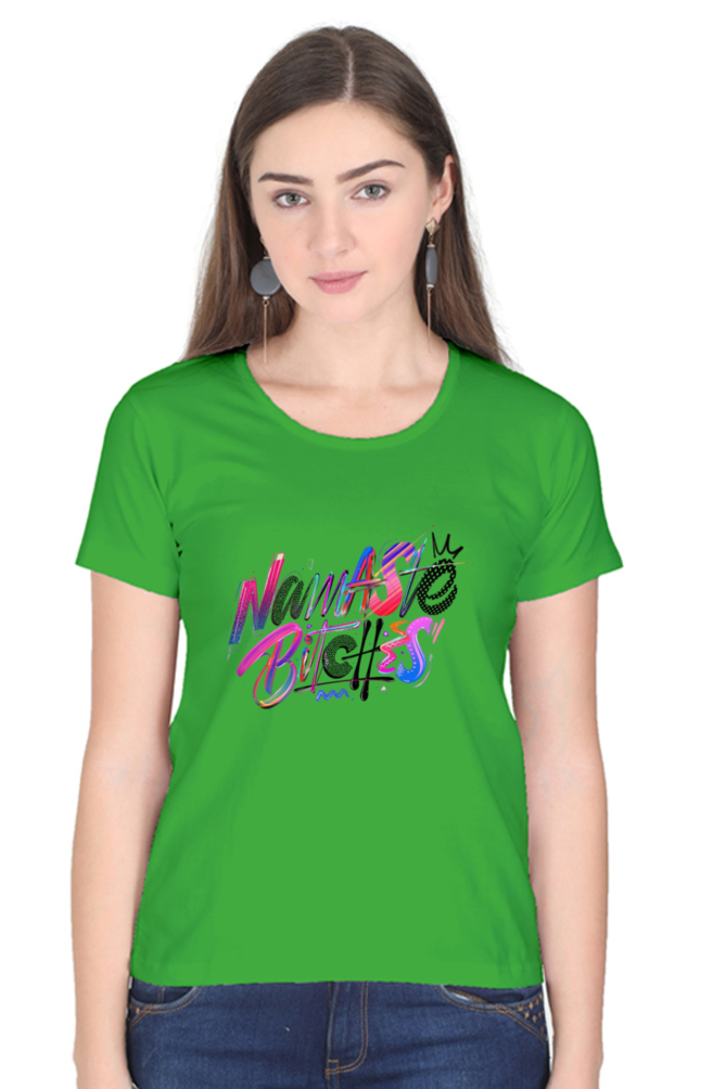 Printed premium quality Namaste Women T-Shirt-Green