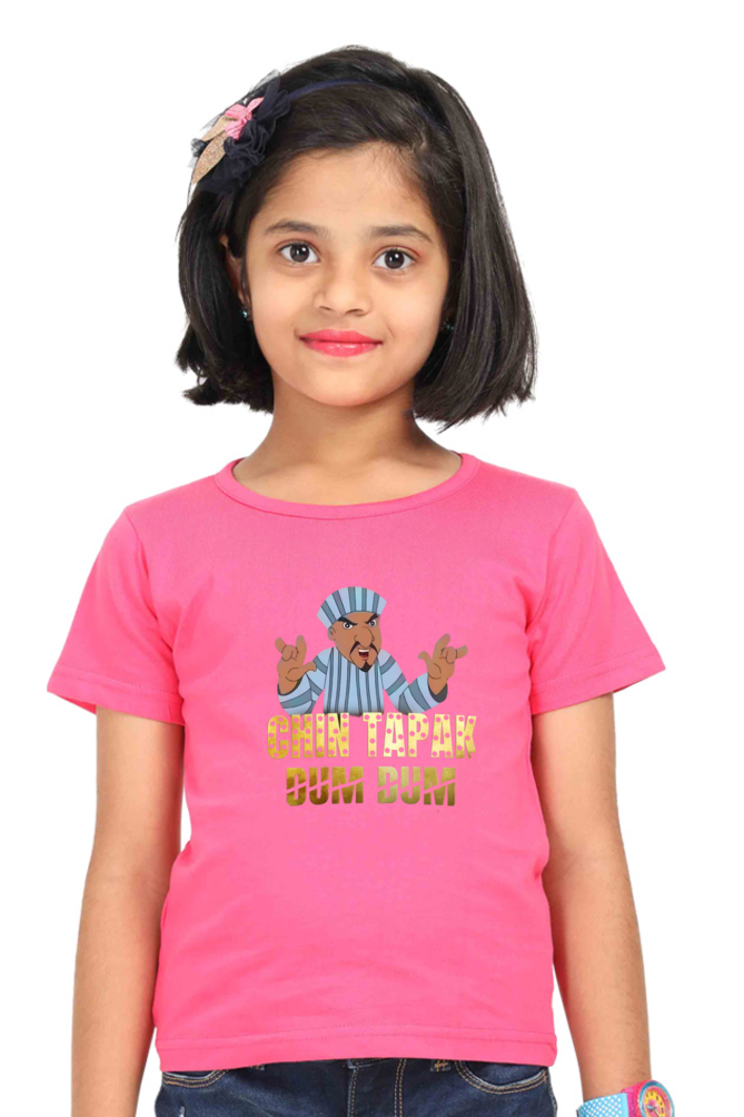 Girl's Chin Tapak Dum Dum art pattern regular fit with a red variant T-Shirt