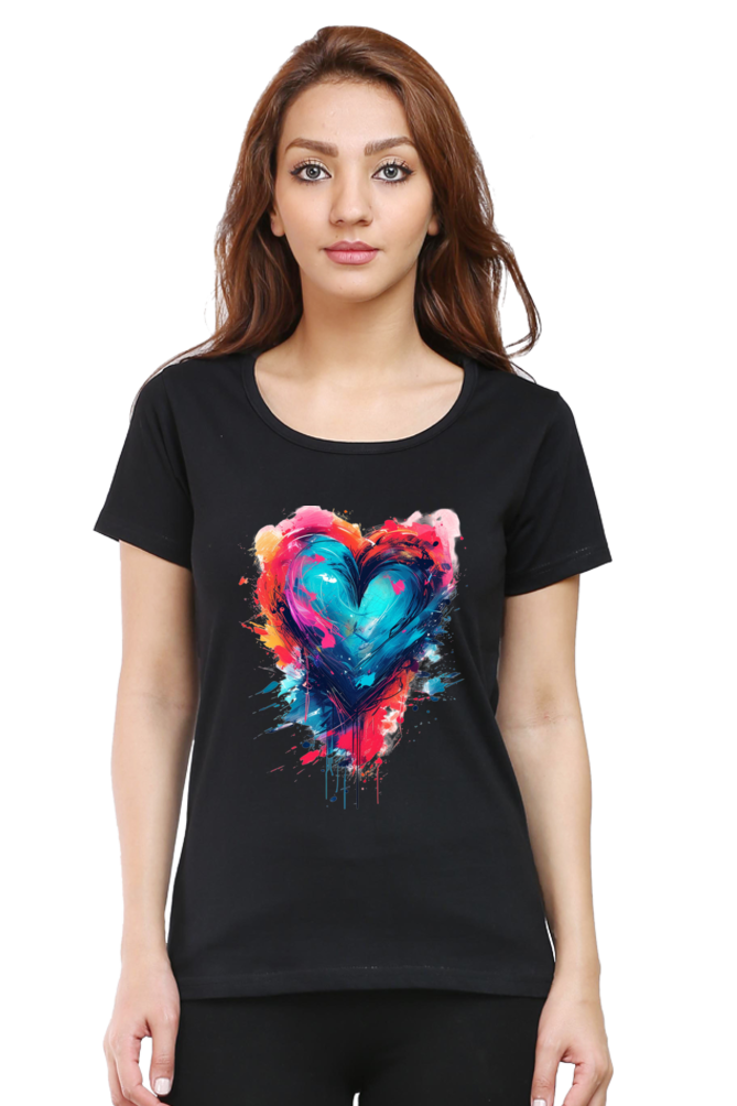 Printed premium quality love art black Women T-Shirt