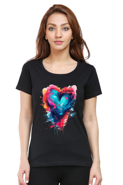 Printed premium quality love art black Women T-Shirt