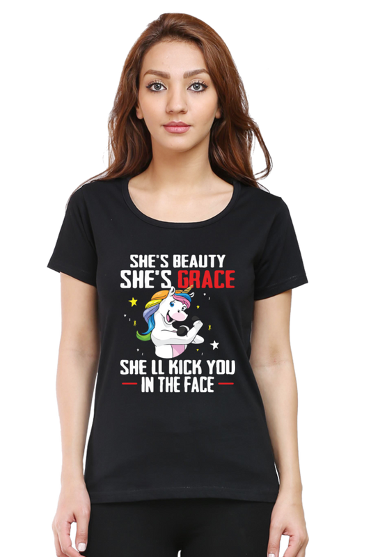 Printed premium quality digital art beauty and grace deep color Women T-Shirt