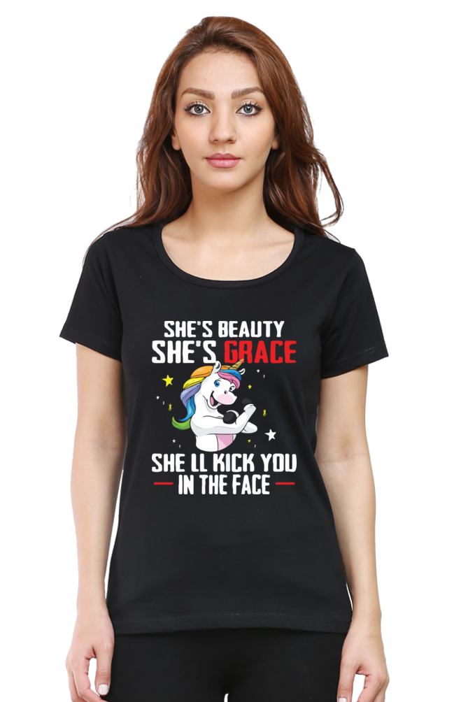 Printed premium quality digital art beauty and grace deep color Women T-Shirt