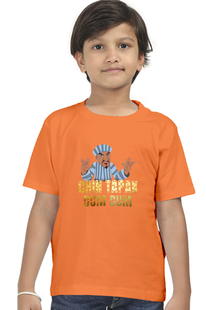 Boy's Chin Tapak Dum Dum art pattern regular fit with a red variant T-Shirt