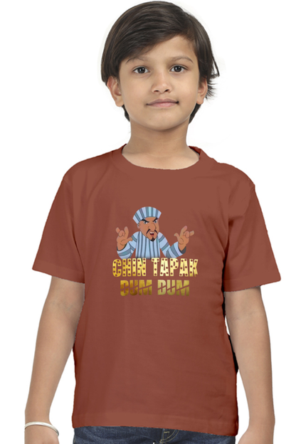 Boy's Chin Tapak Dum Dum art pattern regular fit with a red variant T-Shirt