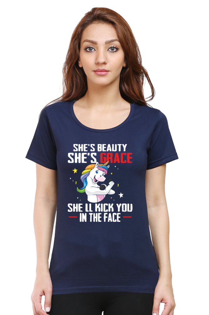 Printed premium quality digital art beauty and grace deep color Women T-Shirt