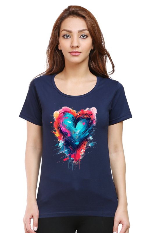 Printed premium quality love art black Women T-Shirt