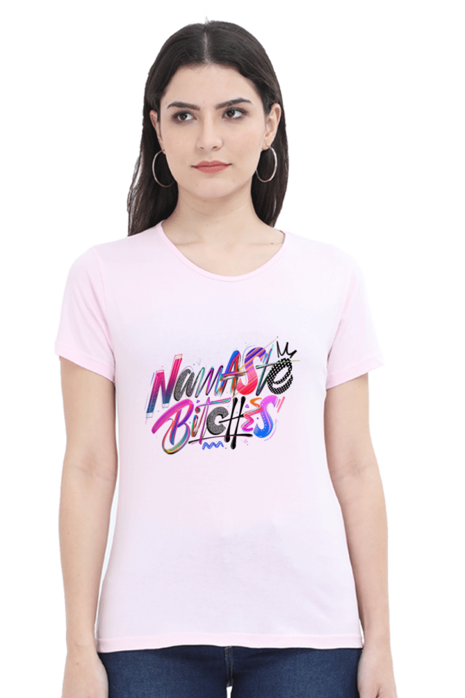 Printed premium quality Namaste Women T-Shirt -Light