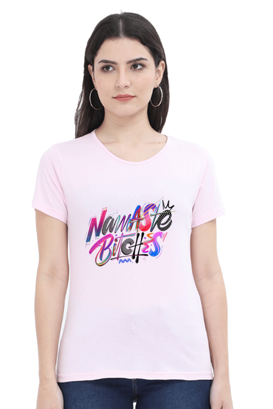 Printed premium quality Namaste Women T-Shirt -Light