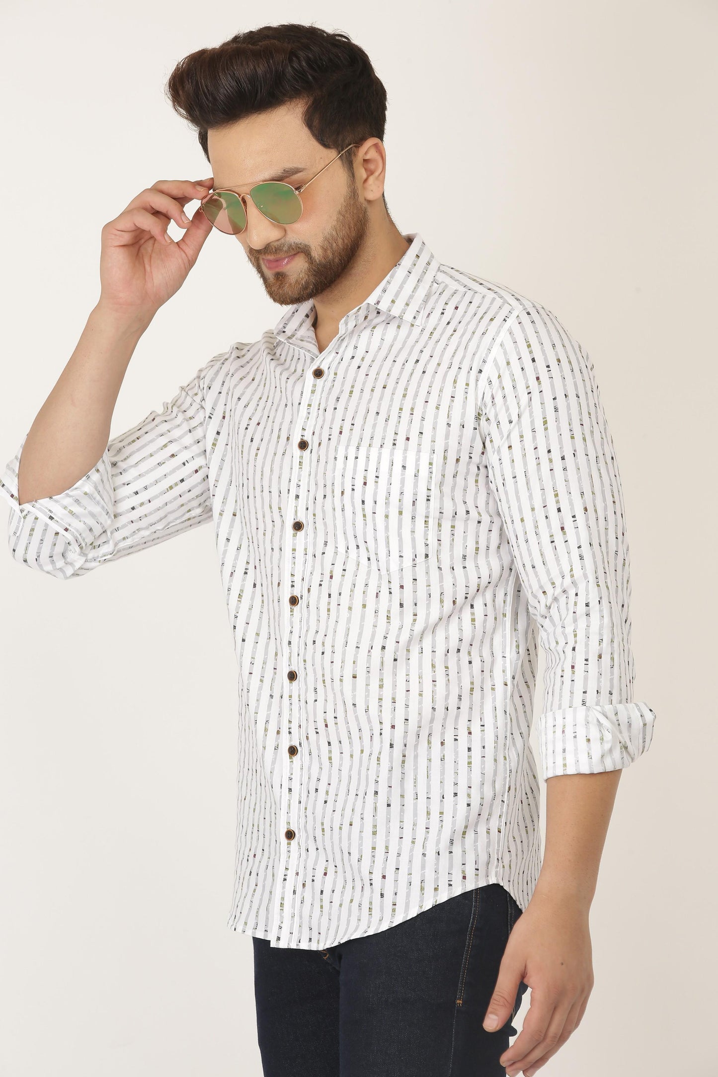 Gasperity Cotton Stripes Full Sleeves Mens Casual Shirt