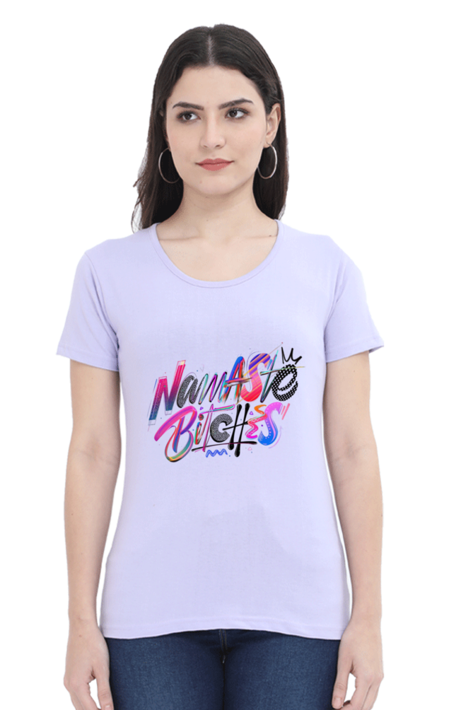 Printed premium quality Namaste Women T-Shirt -Light