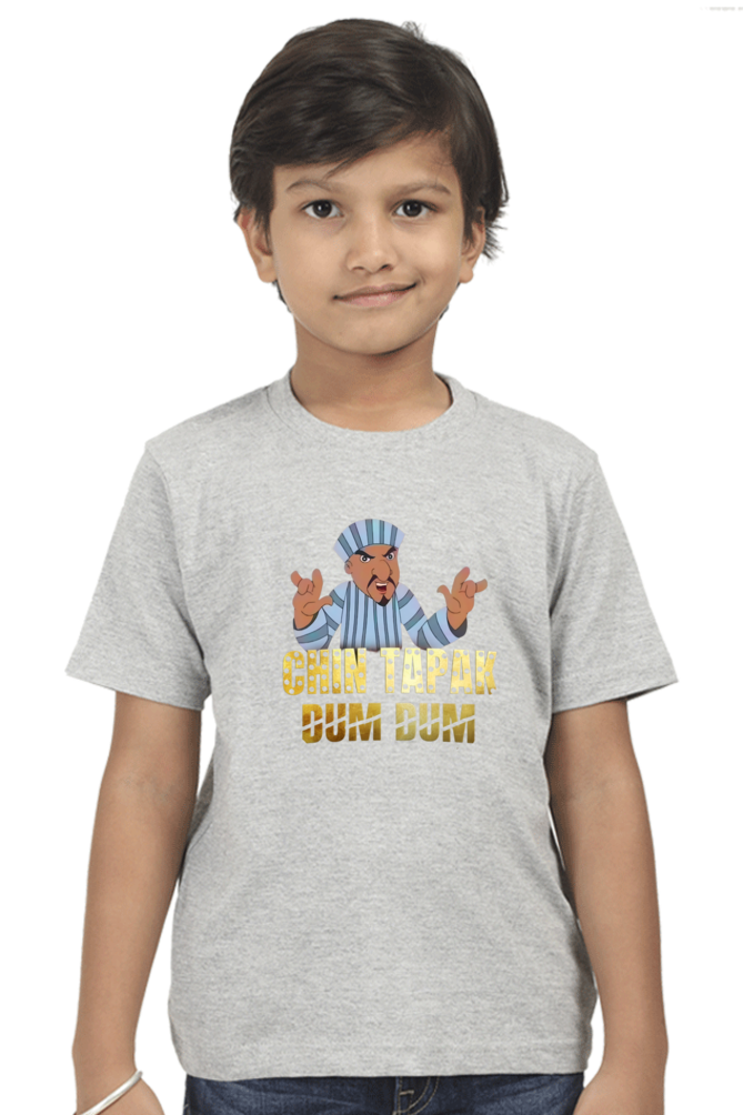 Boy's Chin Tapak Dum Dum art pattern regular fit with a single color T-Shirt