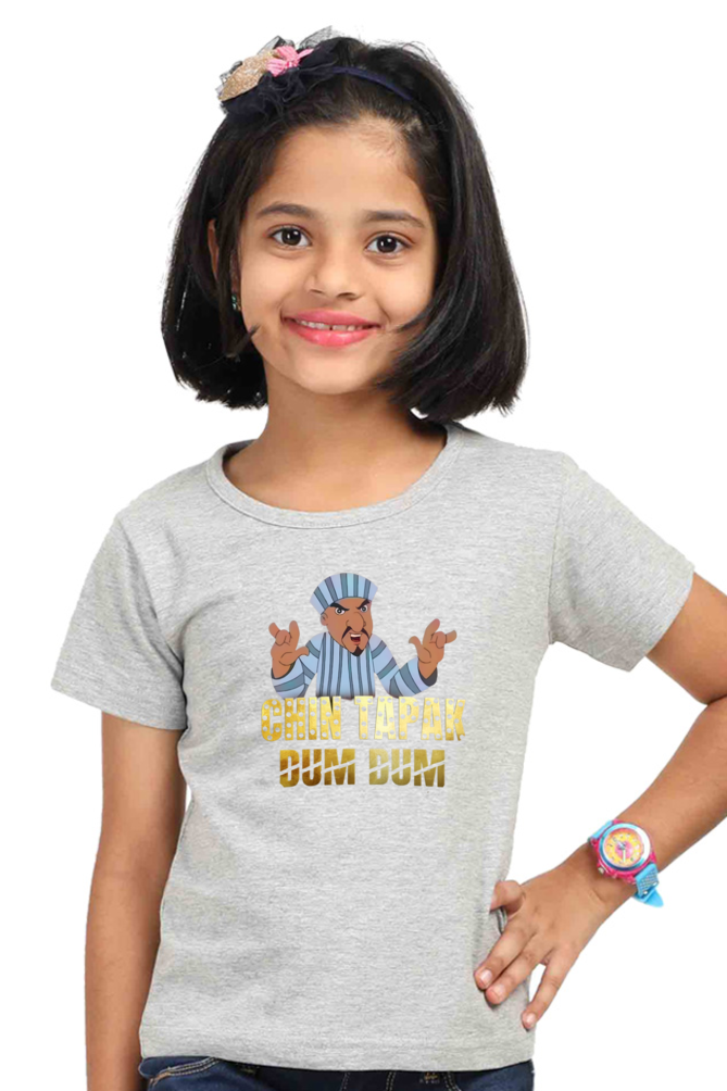 Girl's Chin Tapak Dum Dum art pattern regular fit with a light color T-Shirt