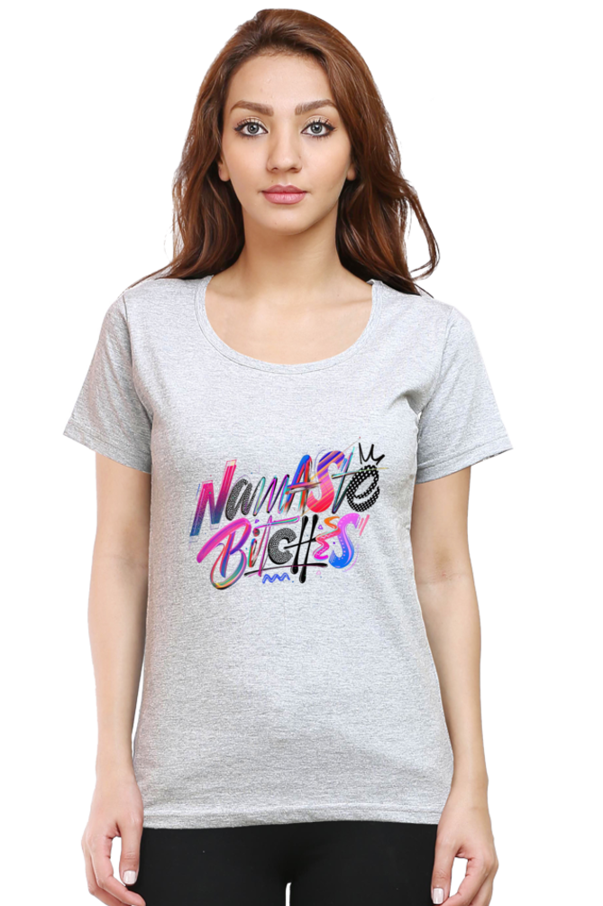 Printed premium quality Namaste Women T-Shirt -Light