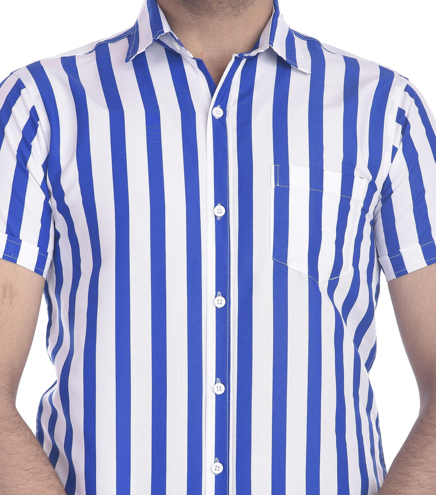 Gasperity Cotton Stripes Half Sleeves Mens Casual Shirt