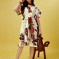 Plus Size Women's Crepe Floral Print Flared Midi Dress