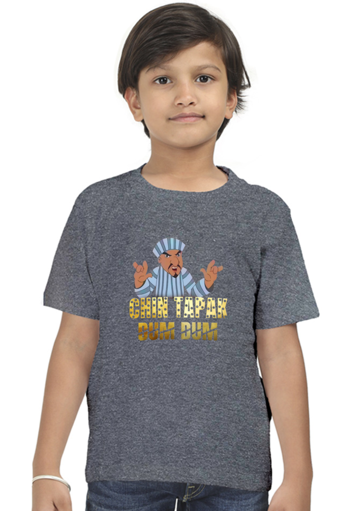 Boy's Chin Tapak Dum Dum art pattern regular fit with a single color T-Shirt