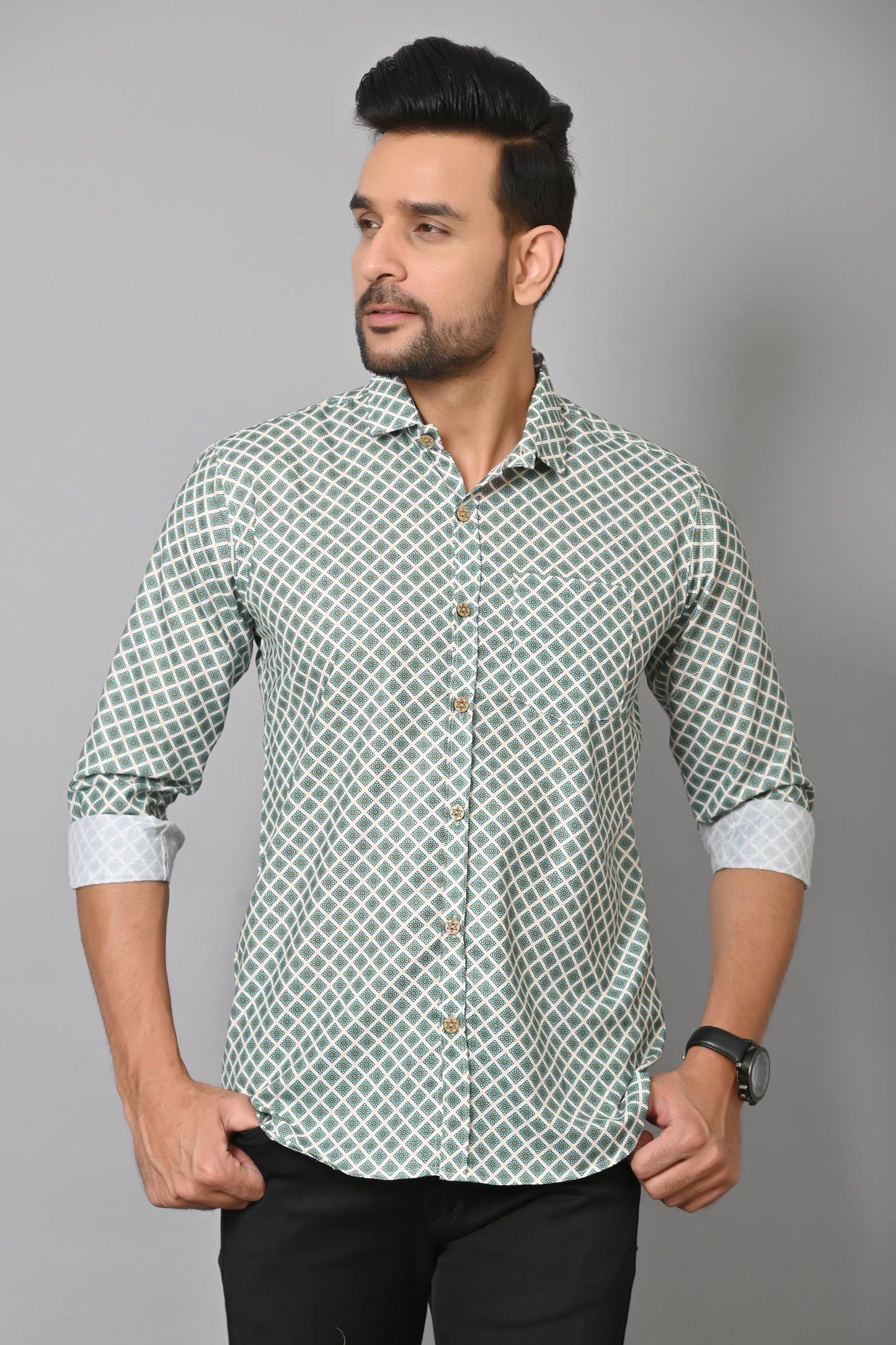 Gasperity Cotton Printed Full Sleeves Mens Casual Shirt