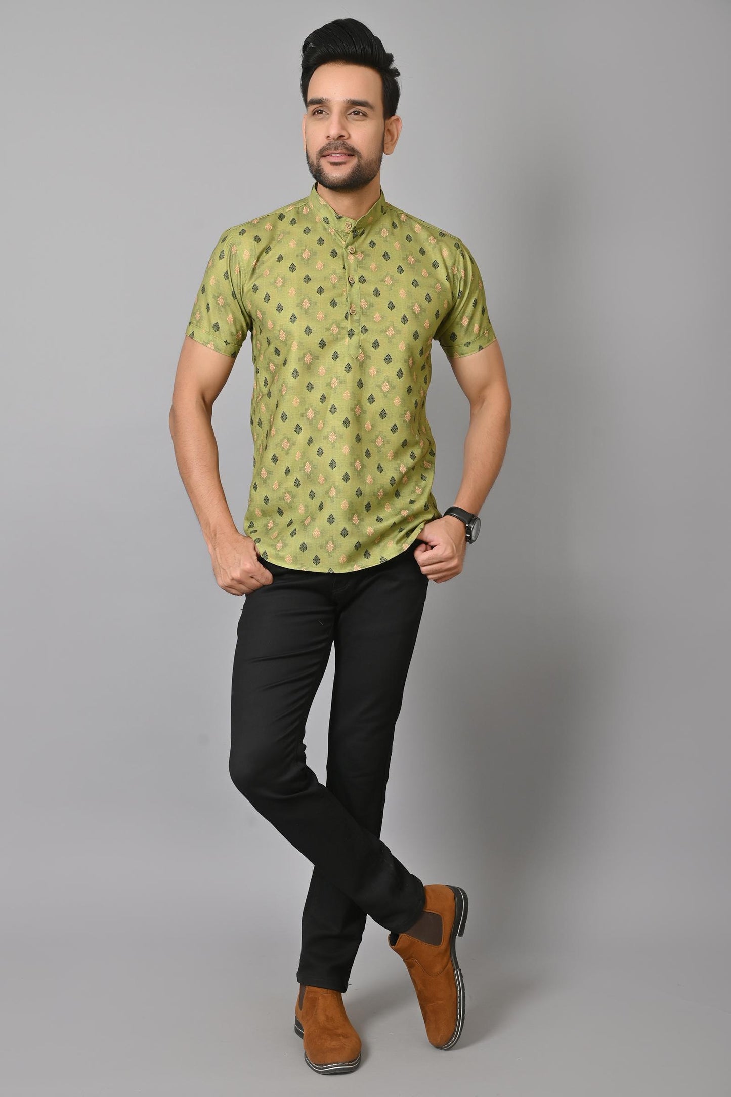 Gasperity Cotton Printed Half Sleeves Mens Casual Shirt