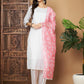 Women Embroidered Straight Kurta Pant With Dupatta Set