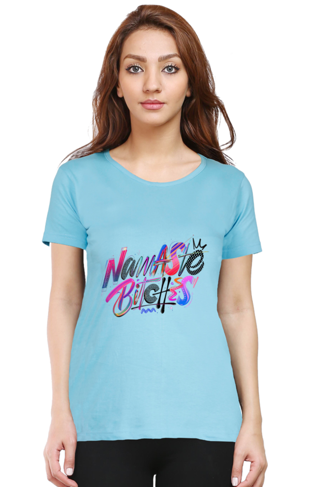 Printed premium quality Namaste Women T-Shirt -Light