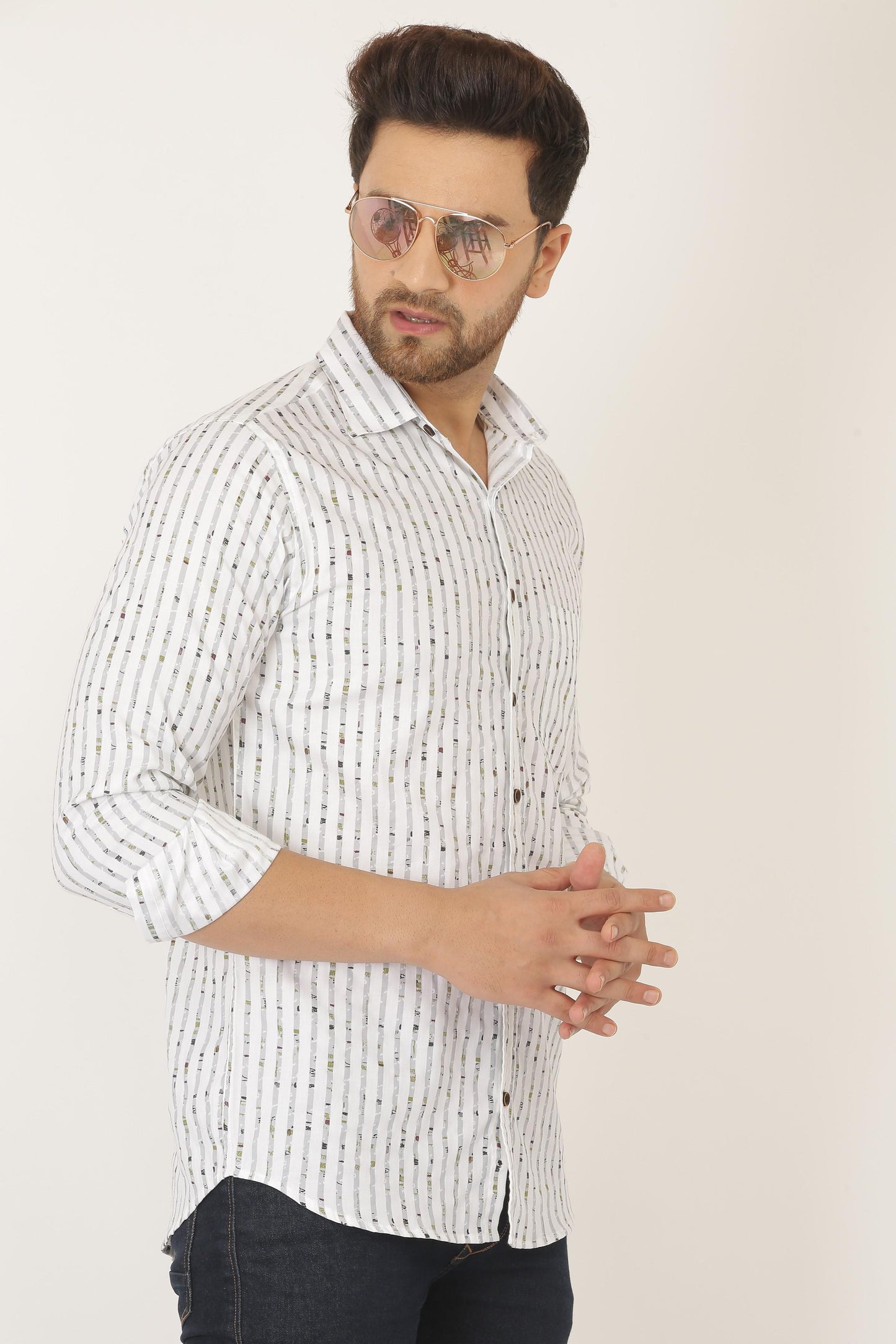 Gasperity Cotton Stripes Full Sleeves Mens Casual Shirt