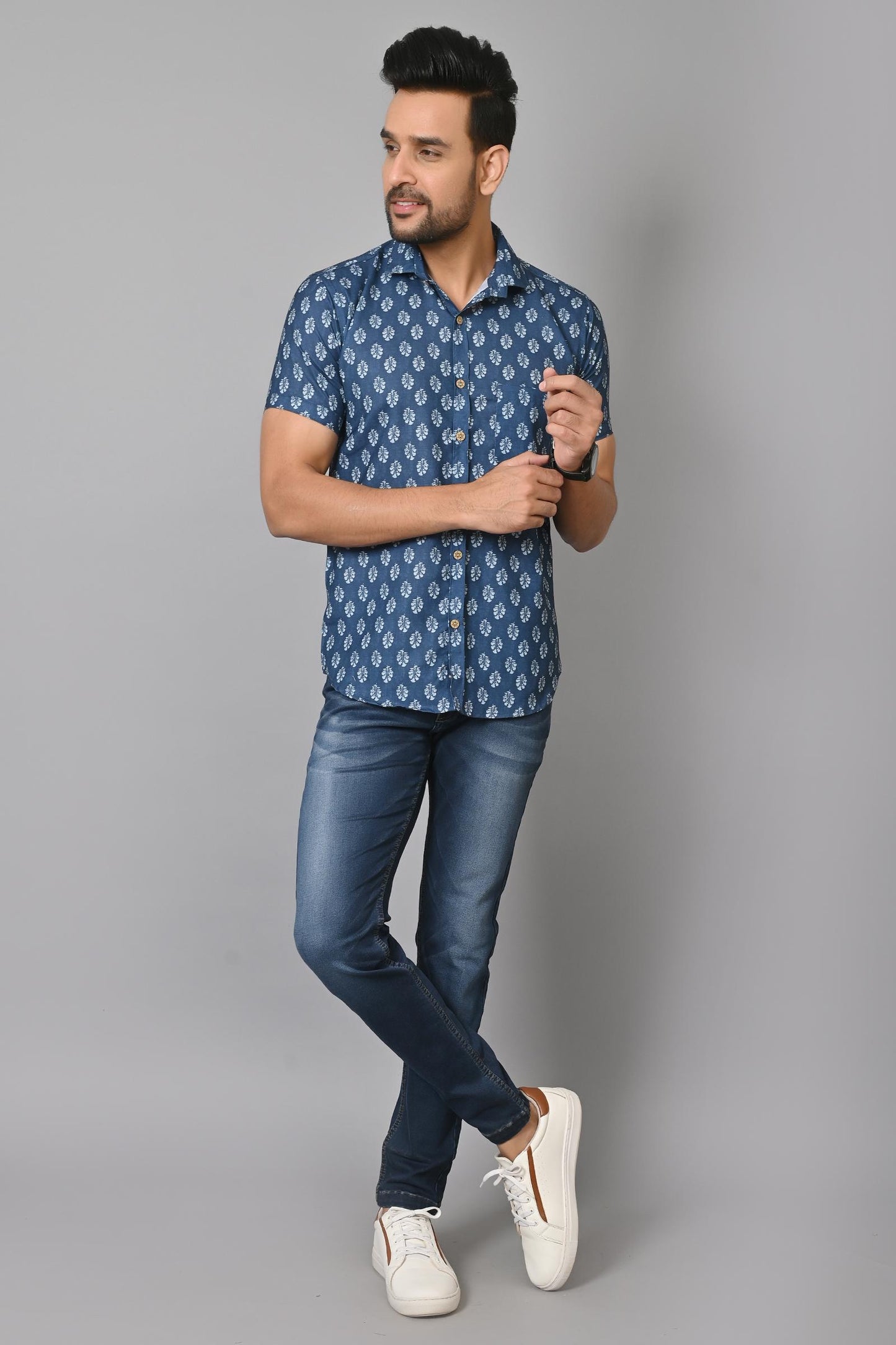 Gasperity Cotton Printed Half Sleeves Mens Casual Shirt