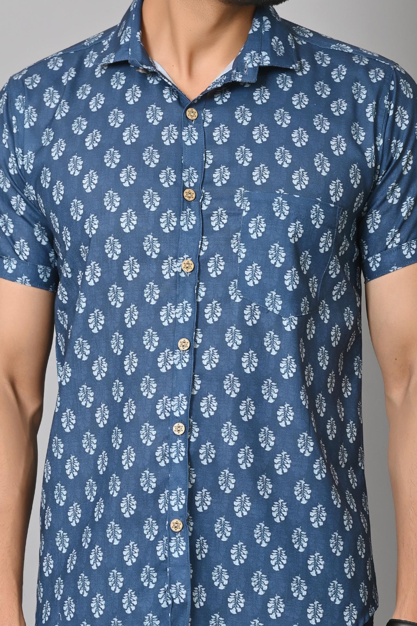 Gasperity Cotton Printed Half Sleeves Mens Casual Shirt