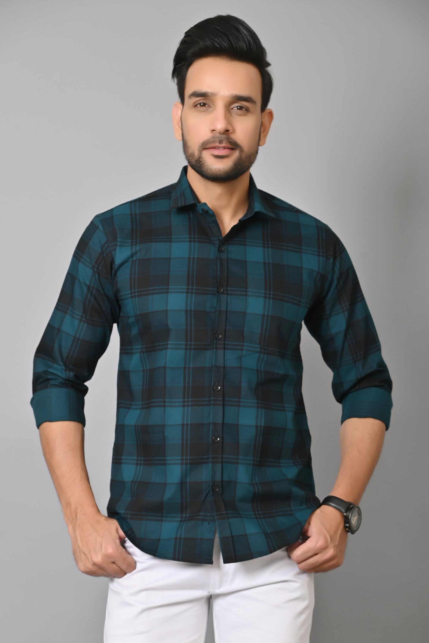 Gasperity Cotton Checks Full Sleeves Mens Casual Shirt