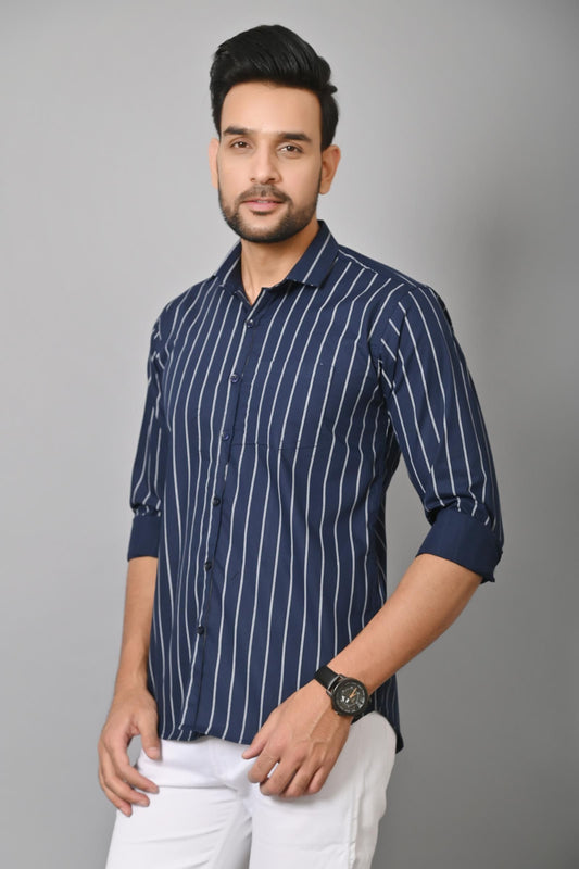 Gasperity Cotton Stripes Full Sleeves Mens Casual Shirt