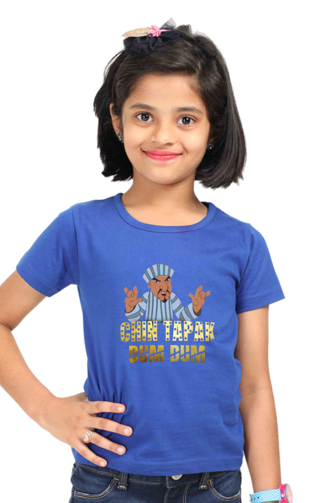 Girl's Chin Tapak Dum Dum art pattern regular fit with a light color T-Shirt