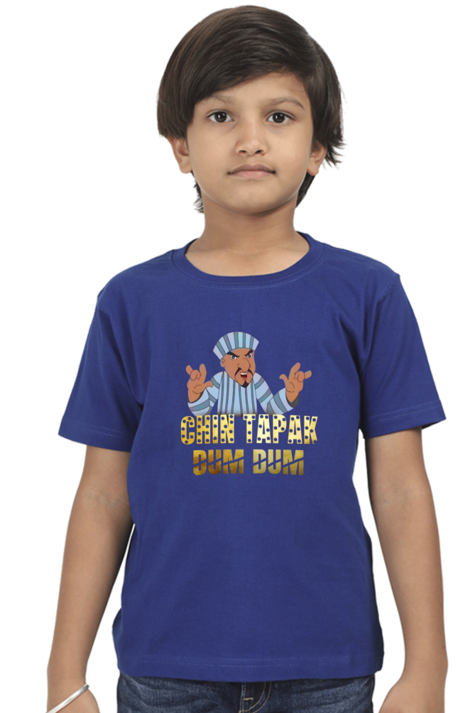 Boy's Chin Tapak Dum Dum art pattern regular fit with a single color T-Shirt