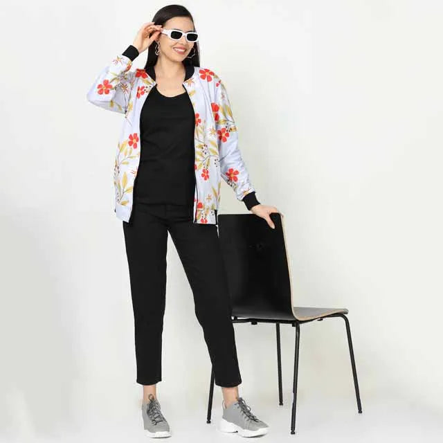 Women premium quality butterfly printed Bomber Jacket