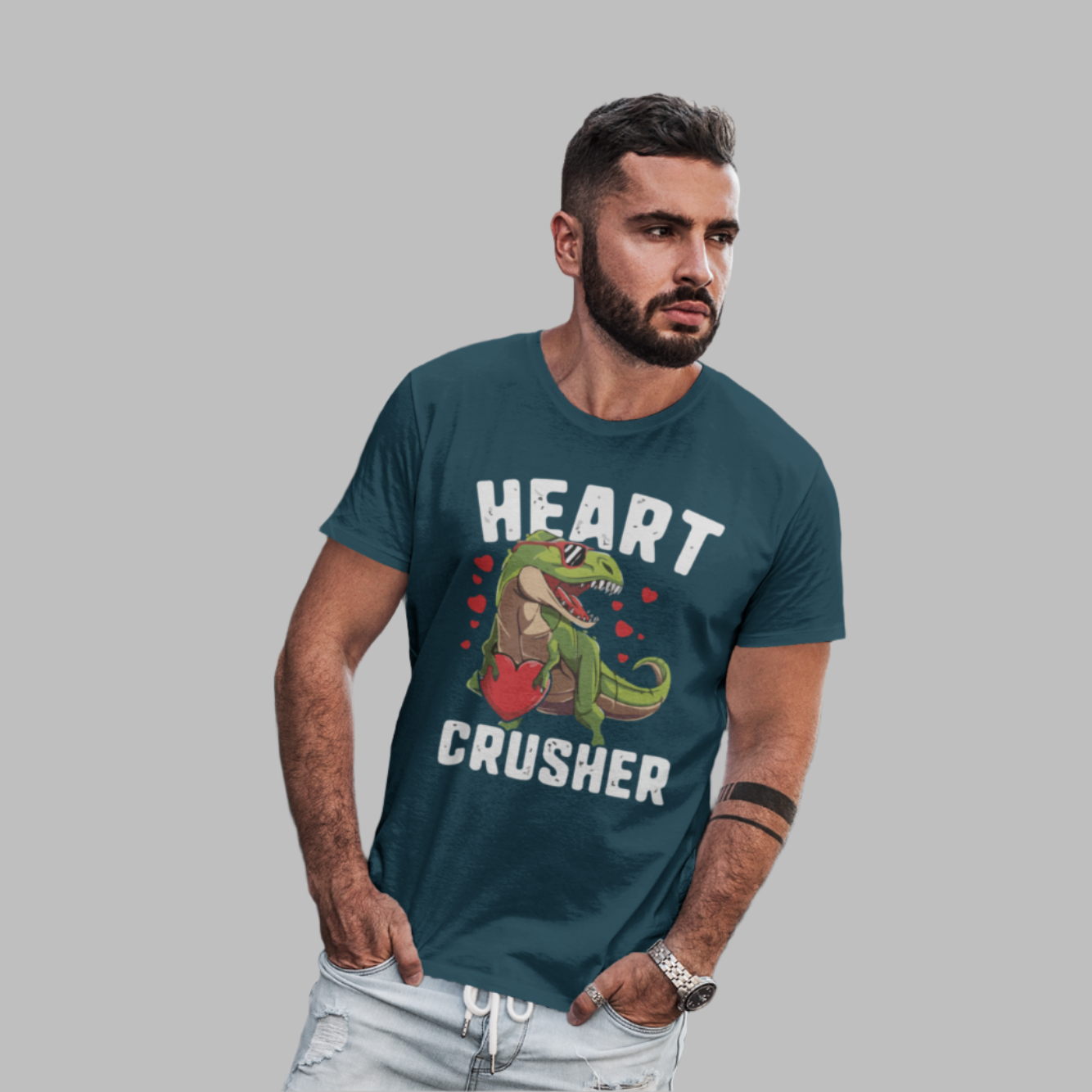 Men cluster dinosaur printed T-Shirt